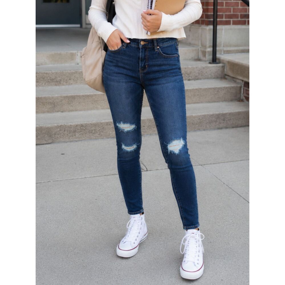 American Eagle Dream Jegging Distressed Skinny Jeans Size 0 Dark Wash Stretch